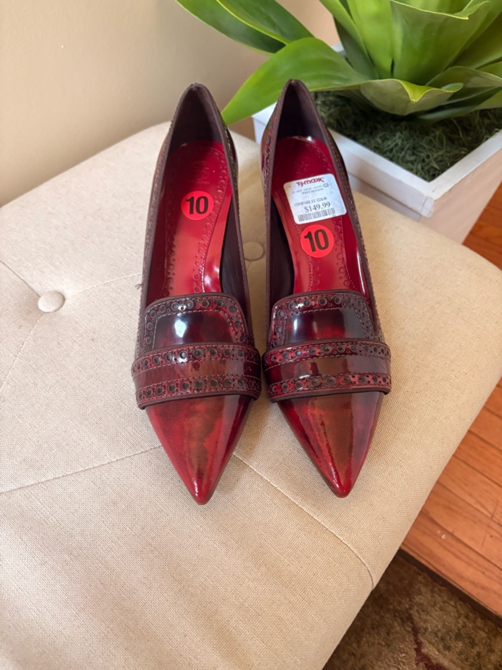 Tory Burch Pointed Patent Loafer-Style Pumps in Deep Red NWT!!